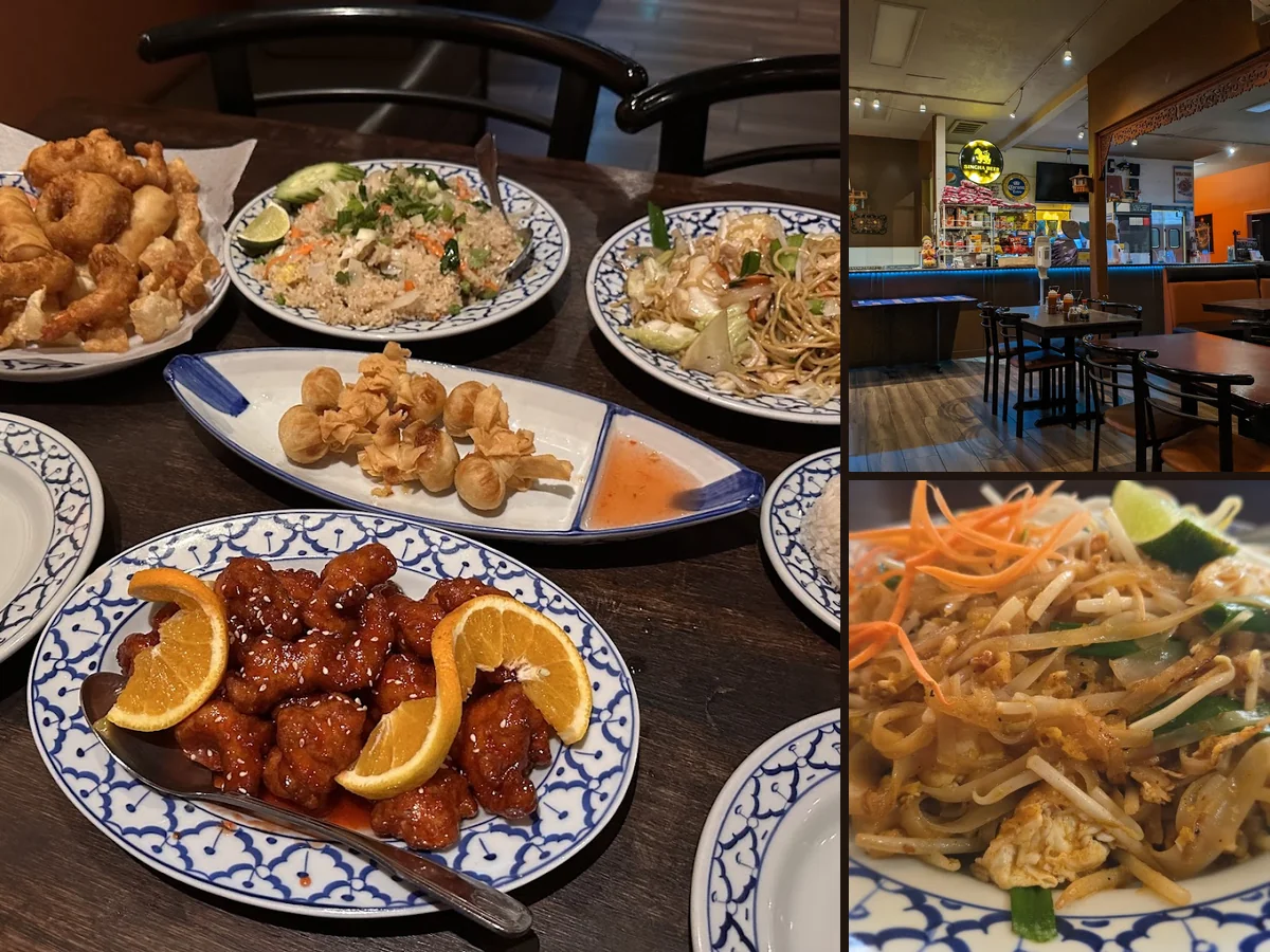 Small plates arranged beside rice and tea.